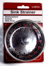 Sink Strainer-Replacement Basket with post- Lasco MPN - 03-1053 - Chrome Plated