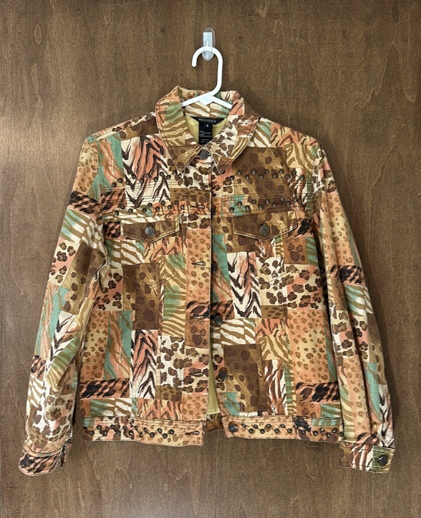 Multiples Animal Print Button Front Jacket Size S… - image 1