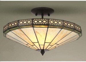 Tiffany Style Glass Semi Flush Ceiling Light Comes With Complete