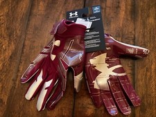  40 UNDER ARMOUR Gloves UA F8 Football Maroon Pair Men XL EXTRA LARGE Glue Grip