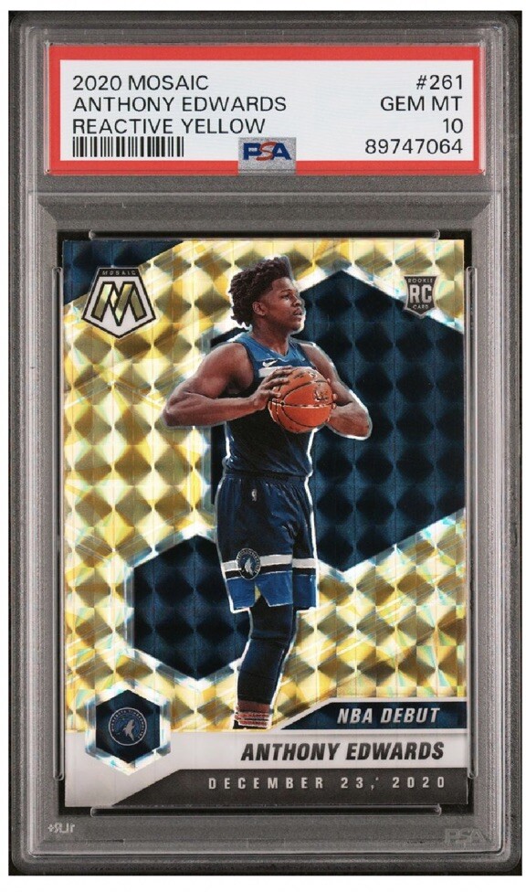 Anthony Edwards RC Rookie PSA 10 2020 Mosaic Reactive Yellow Rookie NBA Debut
