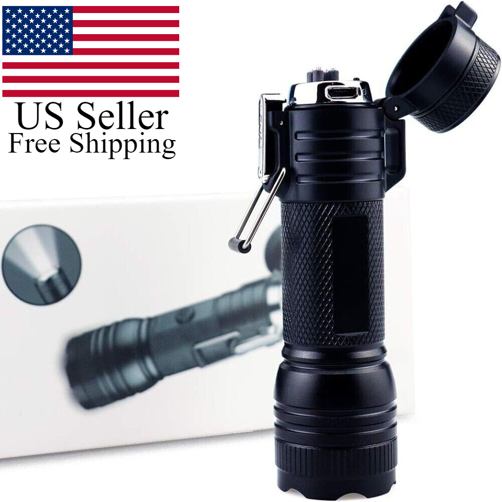 Waterproof Electronic Dual Arc Plasma Lighter with LED Flashlight Rechargeable
