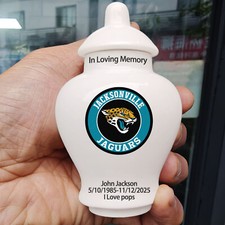 Ceramic Mini Urn   Jacksonville Jaguars Football Theme, Custom Text