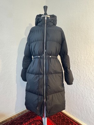 Arket Down Coat black XS long Waisted hooded feather quilted long