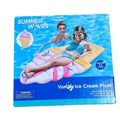 Summer Waves Vanilla Ice Cream Pool Float 57'' L X 37.5'' W X 7'' H Inflatable For