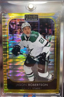 2021-22 OPC Platinum Seismic Gold Jason Robertson VERY RARE Jersey #21/50