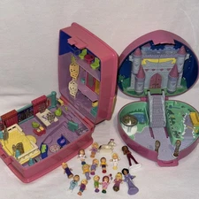 Vintage Bluebird Polly Pocket Lot 2 Compacts 1992 1994 Castle Bow Micro Dolls