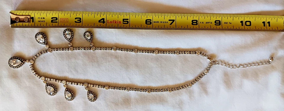 SUZANNE SOMERS? CZ COLAR DE PINGENTE DE LÁGRIMA PRATA? COLAR TOM 17-20" - Imagem 3 de 4