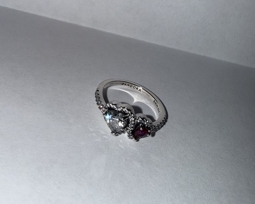 Sterling Silber Pandora gestempelt Doppel Herz Versprechen Ring Größe 7