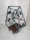 Small Wine Rack Metal Rattan Table Counter Top 3 Bottle Holder Grape Vine Leaves