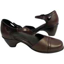 Dansko Brown Leather Block Heel Ankle Strap Buckle Shoes Women's Size 39 US 8.5