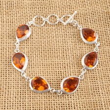 Yellow Citrine Gemstone 925 Sterling Silver Handmade Bracelet Jewelry Gift For