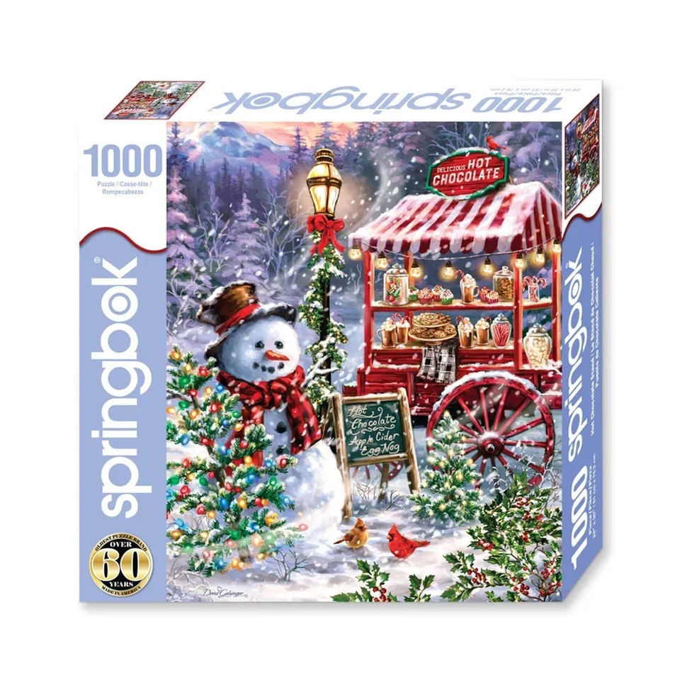 Christmas Jigsaw Puzzle by Springbok Hot Chocolate Stand 1000 Piece USA Made - Image 2 of 4