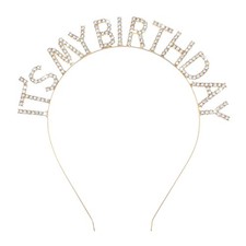 Birthday Tiara for Women, It's My Birthday Headband, Gold Rhinestone Crown fo...