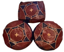 Set Of three Leather Pouf/Pillow Cover Unstuffed From Northern Ghana