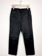 Vintage Real Leather Biker Motorcycle Men Black Pants/Jeans Size 32