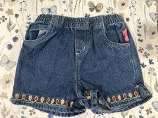 Y2K Strawberry Shortcake Embroidered Jean Shorts 9M Berry Wear Denim