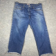 Levi's 501 Men Jeans Blue Button Fly Straight Leg Distressed Made in USA 40x30 