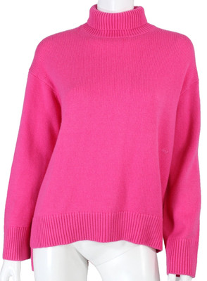 SMINFINITY Hot Pink Cashmere Blend Knit Turtleneck Pullover Sweater XS