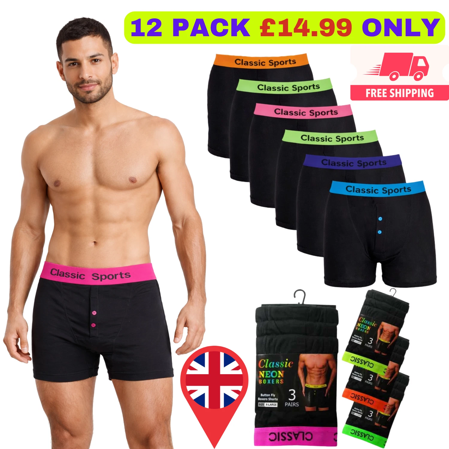 Designer Black Mens Boxer Shorts by UK NEXT LTD