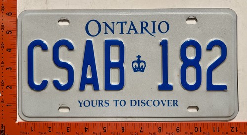 undated Ontario Passenger Car License plate