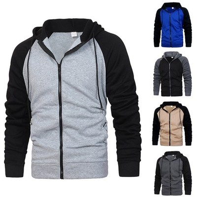 Herren Langarm Kapuzenpullover mit Reißverschluss Ideal für Outdoor-Aktivität
