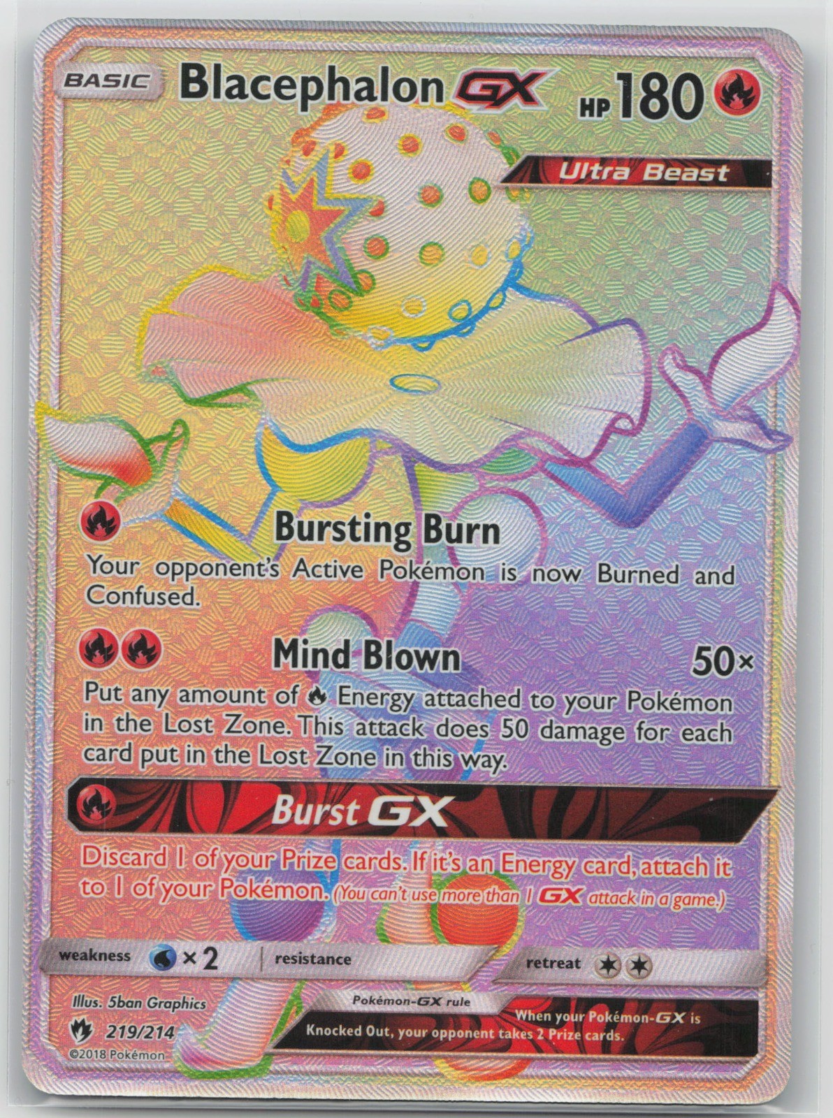 Blacephalon GX Secret Holo Secret Rare SM Lost Thunder 219/214 NM