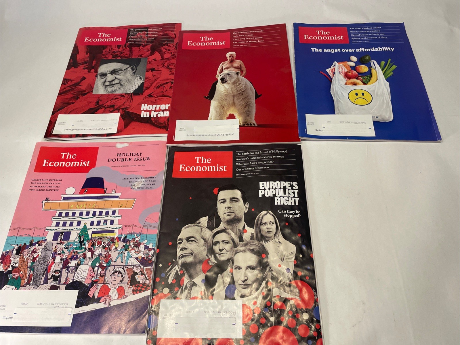 Lot of  5 The Economist Magazines December 2025-January 2026