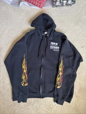 Vintage 90s Iron Horse Saloon El Paso Texas Hoodie FullZip XL Faded Flames 