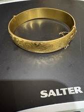 Vintage Bangle 9ct Gold Metal Cored 20 Microns R Hinged Clasp Bracelet 40g