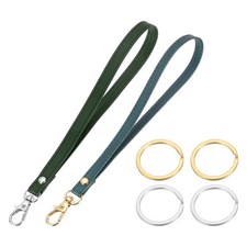 7 Inch Wristlet Strap PU Leather 4 Metal Rings for Clutch 2 Pack, Green/Cyan 