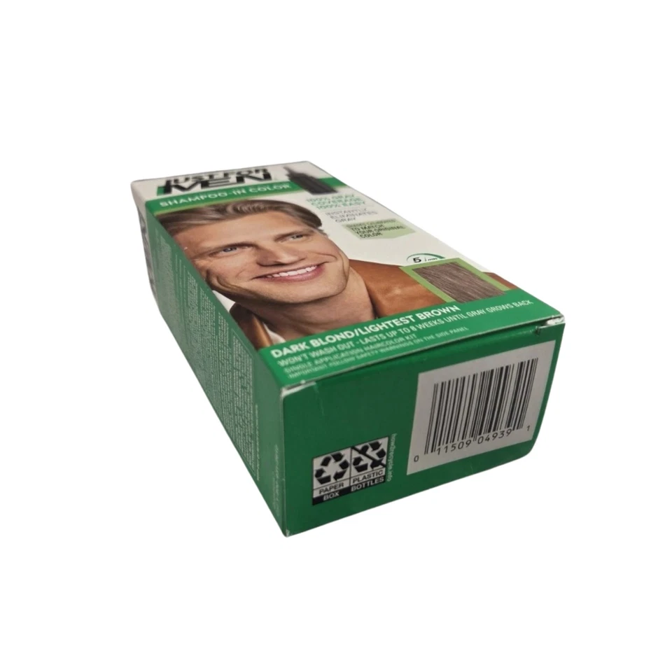 Champú Just For Men H-15 color de cabello rubio oscuro/marrón gris más claro cobertura Foto 4 de 4