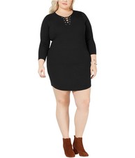Derek Heart Womens Lace-Up Sweater Dress