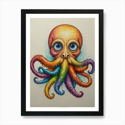 Oktopus 55 Kunstdruck gerahmt Wandbild Poster Leinwanddruck Bild
