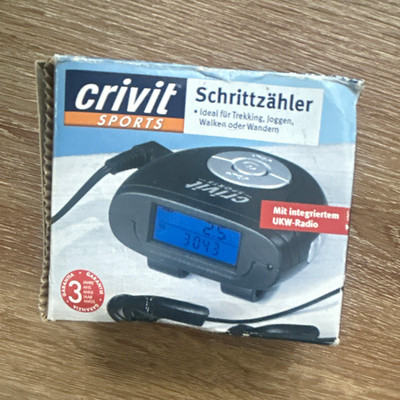 Crivit Schrittzähler KH 260 mit UKW-Radio, Kopfhörer & Anleitung, Schwarz