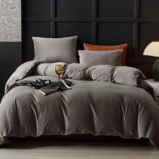 WARMDERN Khaki Flannel Velvet Duvet Cover King Size Duvet Cover Bedding Sets,...