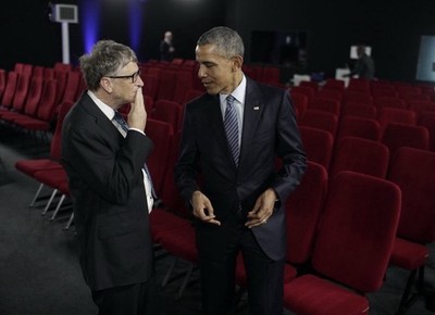 2015 Barack Obama & Bill Gates Climate Change UN Framework Convention 8x10 Photo