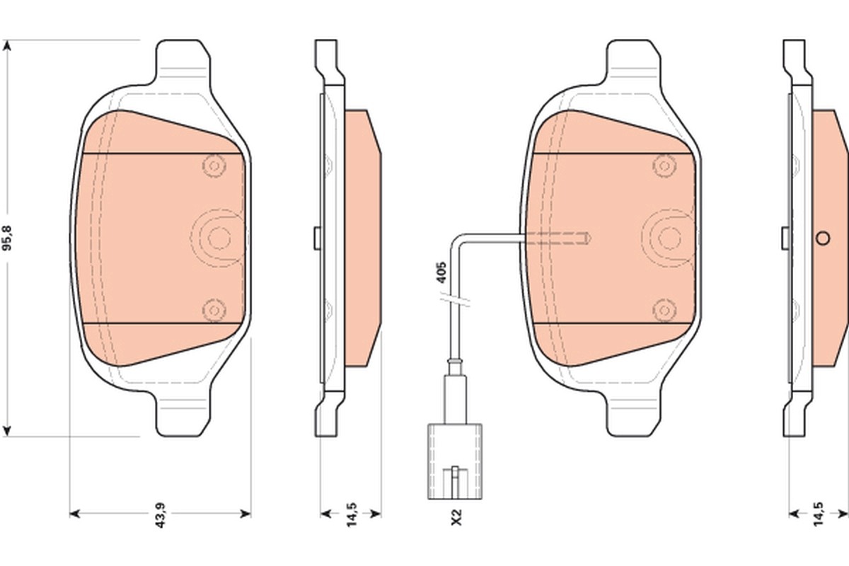 Rear TRW-OE GDB1894 Brake Pad Set, disc brake for ABARTH,FIAT