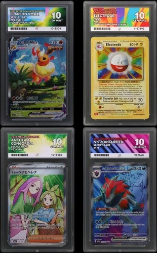 4x Ace 10 Slab Bundle N's Zoroark ex 175/159 Flareon Vmax Voltorb
