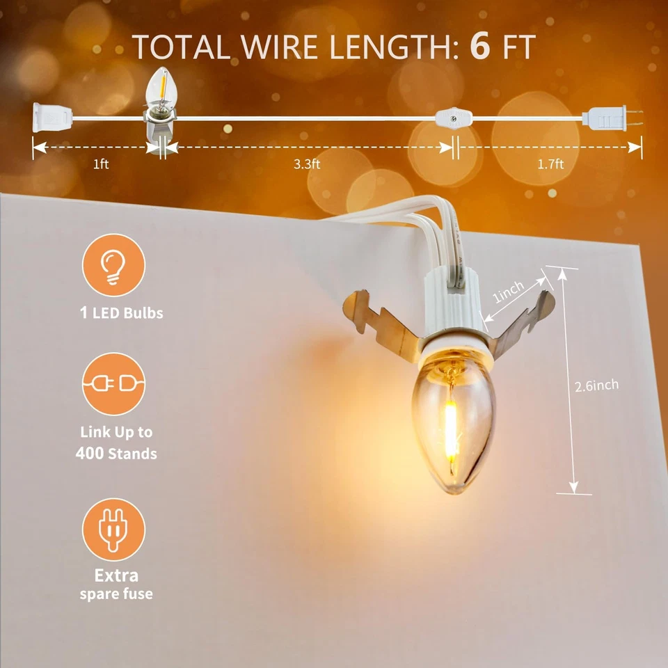 2-Pack Accessory Cord with 2 C7 LED Night Light Bulbs, E12 Socket, White - Image 4 of 4