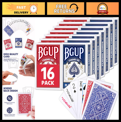 16 Decks Standard Size Playing Cards Bulk - Perfect for Poker, Blackjack & Famil