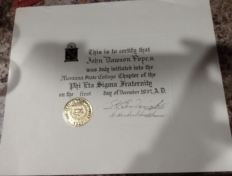 Phi Eta Sigma Fraternity Initiation Montana State College 1932