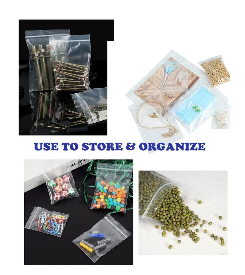 1000ct Clear Resealable 2"x3" Zip Seal Top Lock 2MIL Clear Plastic Bags Baggies - Image 2 of 4