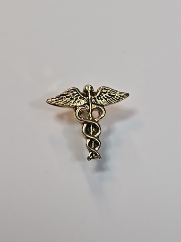 Caduceus Tie Tack Pin Very Small Gold Color Medical Symbol