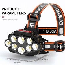 Bright LED Headlamp Headlight Torch Work Light with Headband USB Rechargeable
