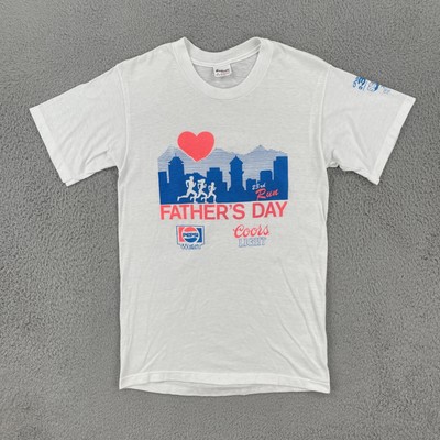 Vtg Stedman 80s M White Paper Thin Single Stitch Shirt USA Made Fathers Day Run