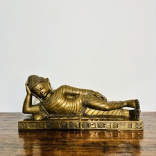 Grande Statue Bouddha Couché en Bronze Massif - 51 cm - Cire Perdue