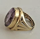Antique Vintage  Ring with Large Faceted Oval Amethyst size 5-6
