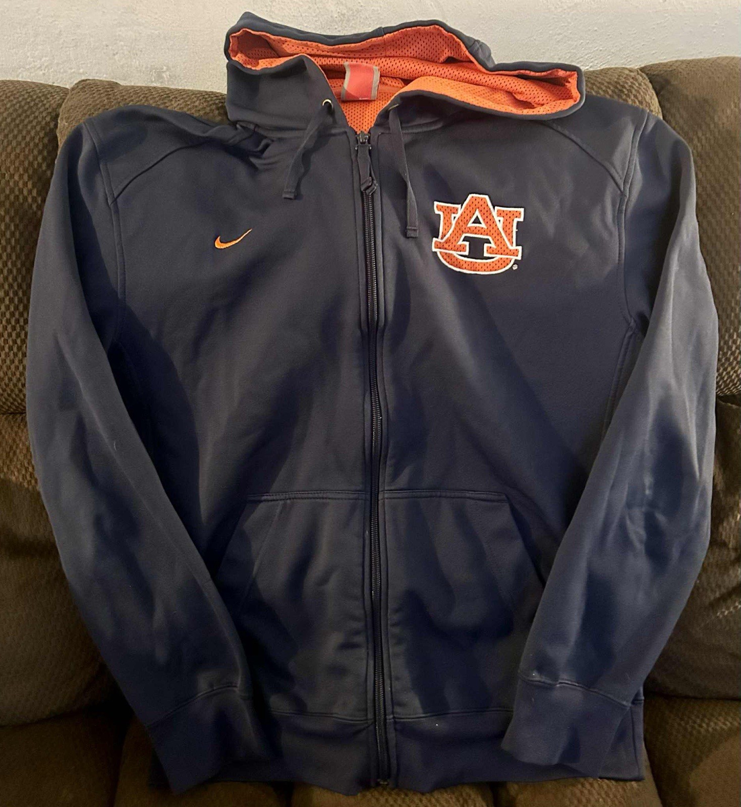 SACAI X NIKE Auburn Football NIKE giacca pile zip intera felpa con cappuccio adulto grande LG L