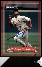 2000 Fleer Impact #22 Edgar Renteria Auto Signed IP St. Louis Cardinals